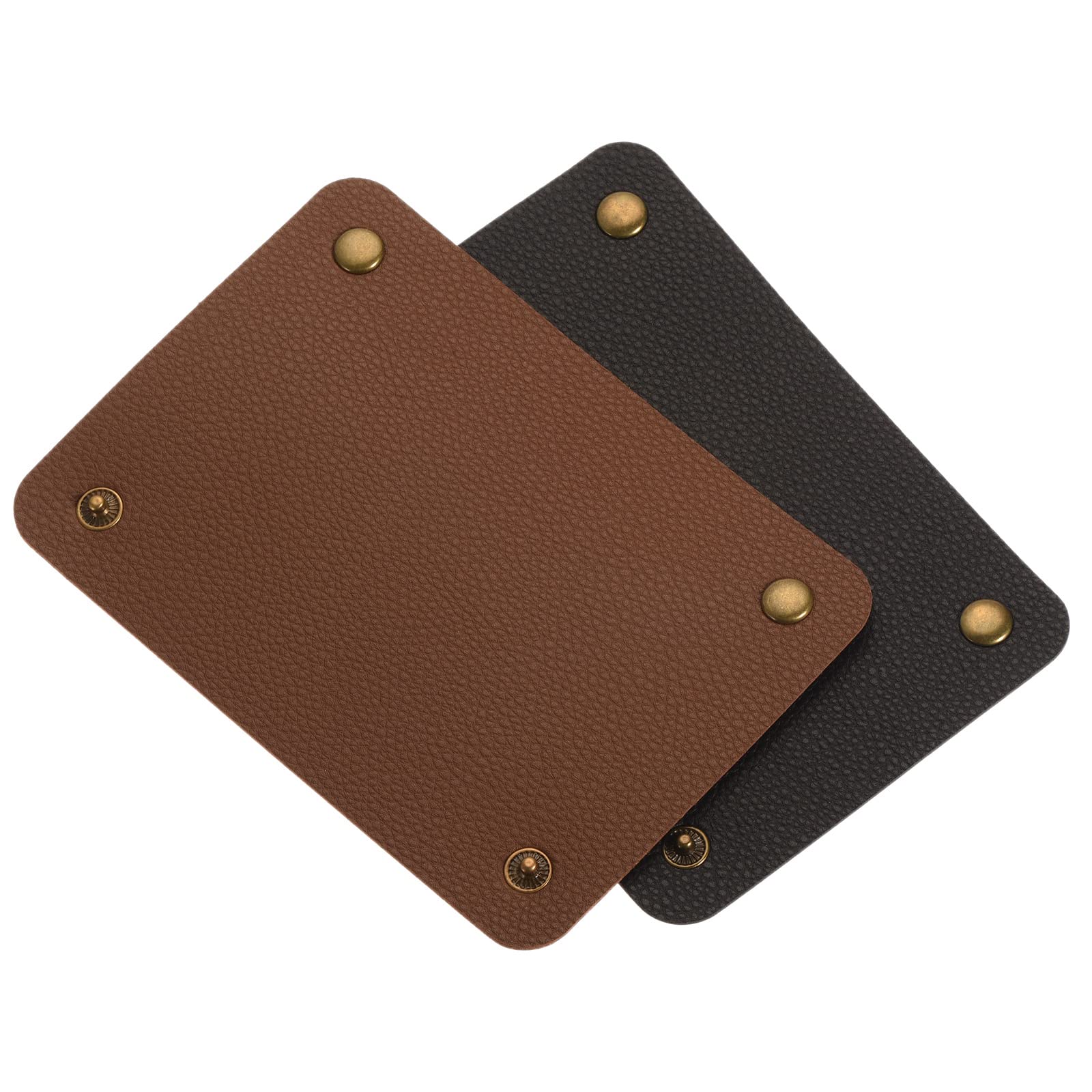 PATIKIL Luggage Handle Wraps, 2Pcs PU Leather Handbag Grip Cover Identifier Protector with Brass Clasp for Travel Bag Suitcase, Black Brown