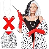 POEWAUVE Halloween Costume Women Accessories Set-1920s Costume Cosplay Shawl,Red Gloves,Necklace Accessories for Adult No Wig