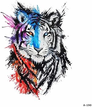 Wyuen 5 Feuilles Aquarelle Tigre Tatouage étanche Temporaire