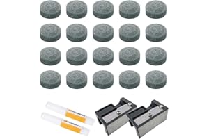 20 Pcs Precision 13mm Billiard Cue Tips Replacement Kit - Billiard Cue Leather Tips with Repair Tools and Glue, Suitable for 