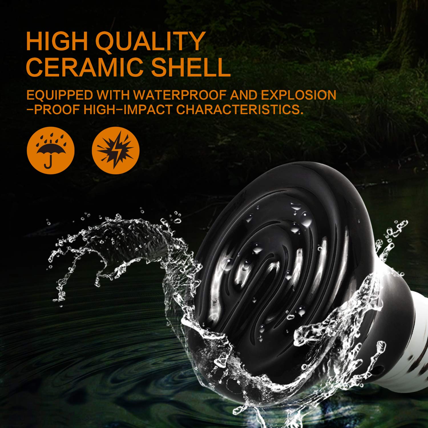 Pecute Heizung Keramik Waermelampe mit Schutzgitter und Anti-Biss-Rohr 100W