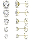 Gold Stud Earrings Set for Women Men, 20G
