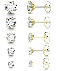 Gold Stud Earrings Set for Women Men, 20G