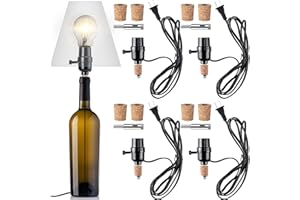 Fabbay 4 Sets Lamp Kit for Bottle Includes Stopper in 3 Sizes, 9 mm Glass Drill Bit, Slip on Socket, 8 Feet Power Cord for DIY Wine Bourbon Beer Glass Bottle Lamp No Drilling Required