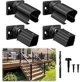 Egadis 4 Pack Aluminum Adjustable Railing Bracket Connector with Drill Bit | Deck Railing Bracket, Black Textured AAMA 2604 Powder-Coat Finish Modular Rail System for Outdoor Decks, Porches &amp; Stairs