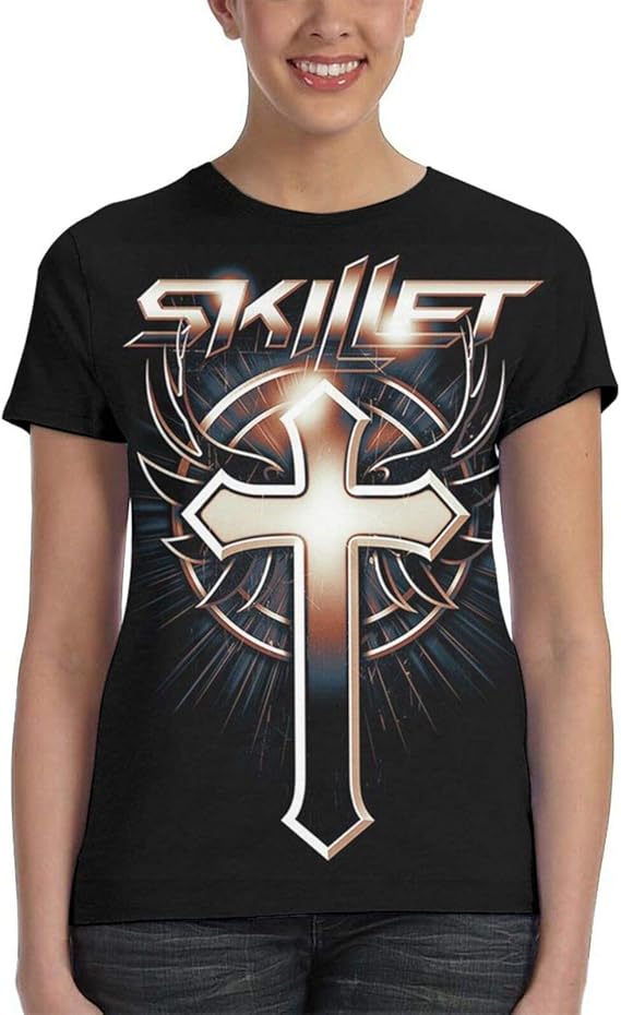Skillet Band Art Shirt Women's Fashion Short Sleeve Tshirts Tops at