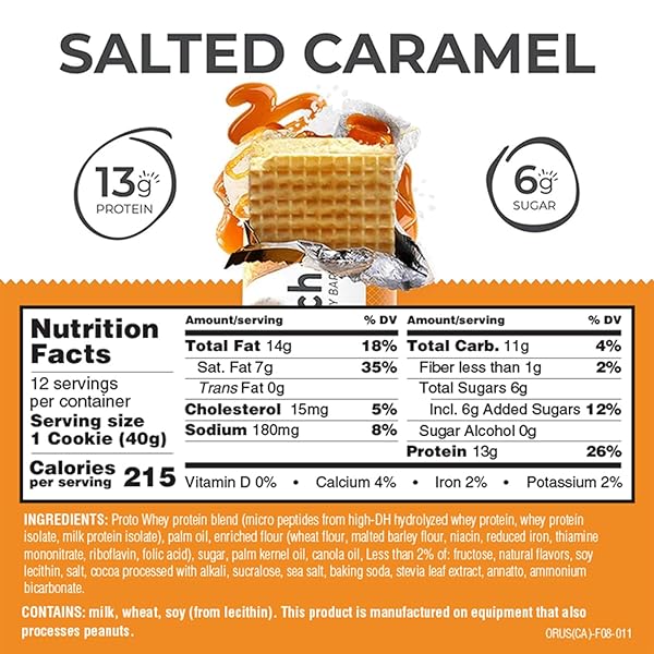 POWER CRUNCH PROTEIN WAFER BARS, HIGH PROTEIN SNACKS WITH DELICIOUS TASTE, SALTED CARAMEL, 1.4 OUNCE (12 COUNT)