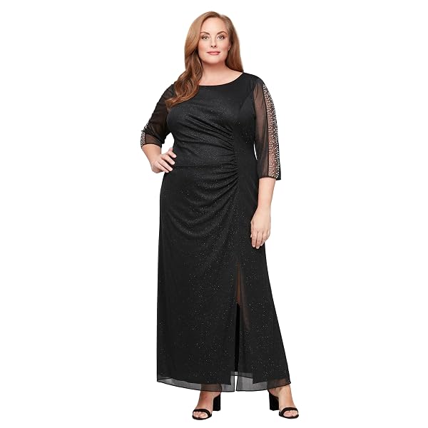 S.L. FASHIONS WOMEN’S LONG LENGTH RUCHED WAIST FORMAL...