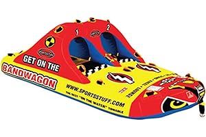 SportsStuff Bandwagon 2+2 Towable 1-4 Rider Tube for Boating and Water Sports, Kwik-Connect Tow, Heavy-Duty Full Nylon Cover & EVA Padding