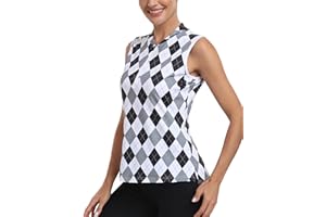MoFiz Women's Quarter Zip Quick Dry Lightweight Sleeveless Golf Polo Shirts