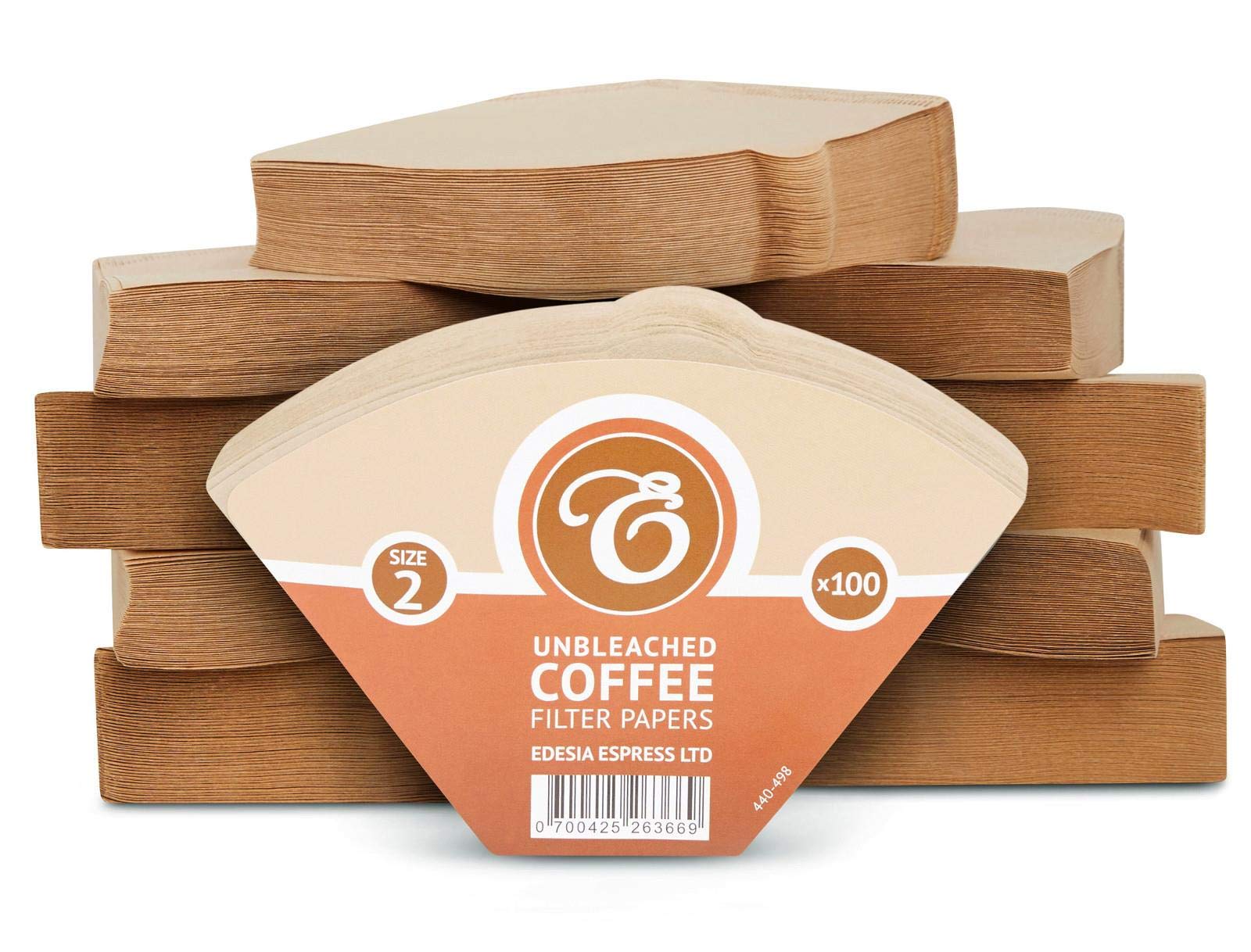 1000 Size 2 Coffee Filter Paper Cones, Unbleached by EDESIA ESPRESS