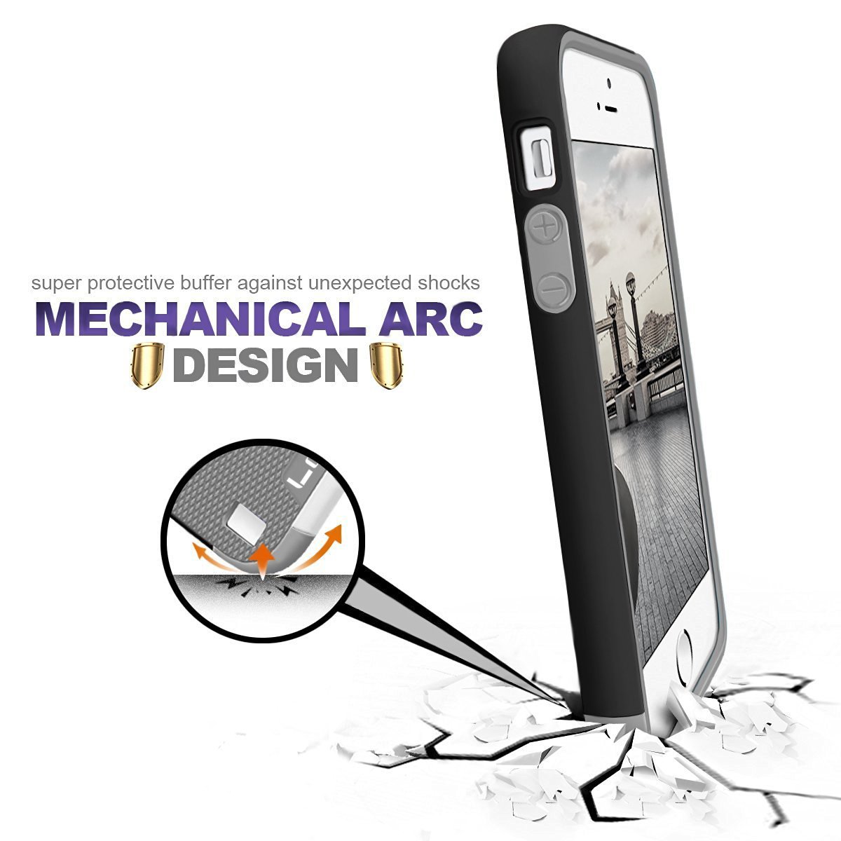 iPhone 5s / 5 / SE Case, LoHi Apple iPhone 5S Case [Dual Protection] Anti-Scratch Shockproof Bumper Case - Grey