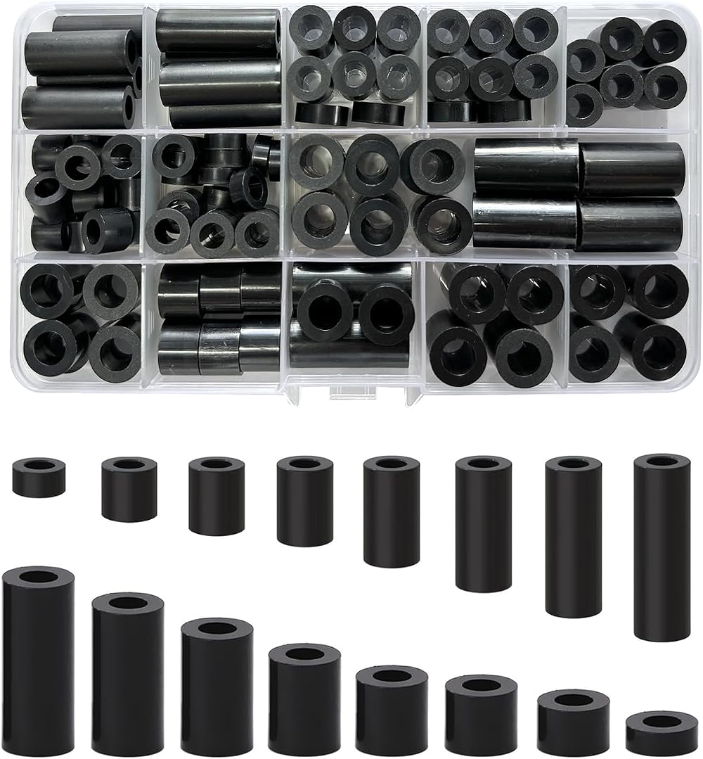 Lemiyoo 102Pcs Plastic Spacers Washers Kit M6/M8 Nylon Non-Threaded Standoff