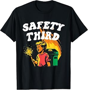Safety Third Fumpster Fire Funny Vintage Retro Tee T-Shirt