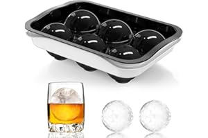ICEXXP Round Ice Cube Mold - 2.2" Large Ice Ball Maker, No-Funnel Fill & Easy Release Reusable Silicone Sphere Trays with Lid