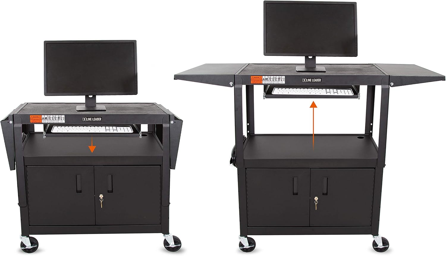 Line Leader AV Cart Large (Keyboard Tray + Cabinet + Drop Leaves) : Office Products