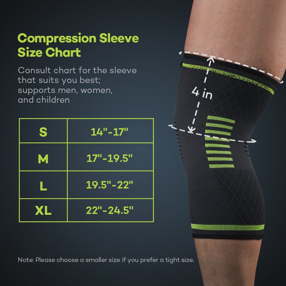 Sable Knee Brace Support Compression Sleeves, 1 Pair FDA Registered