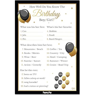 Buy Birthday Games How Well Do You Know The Birthday Boy Or Girl Pack Of 50 Online In Turkey B07t8671cm