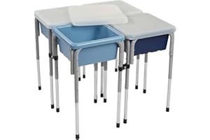 ECR4Kids 4-Station Sand and Water Adjustable Play Table, Sensory Bins, Navy/Powder Blue