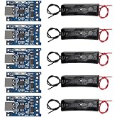 AEDIKO 5pcs TP4056 Type-C USB 5V 1A 18650 Lithium Battery Charger Module with Dual Protection Function + 5pcs 18650 Battery Holder