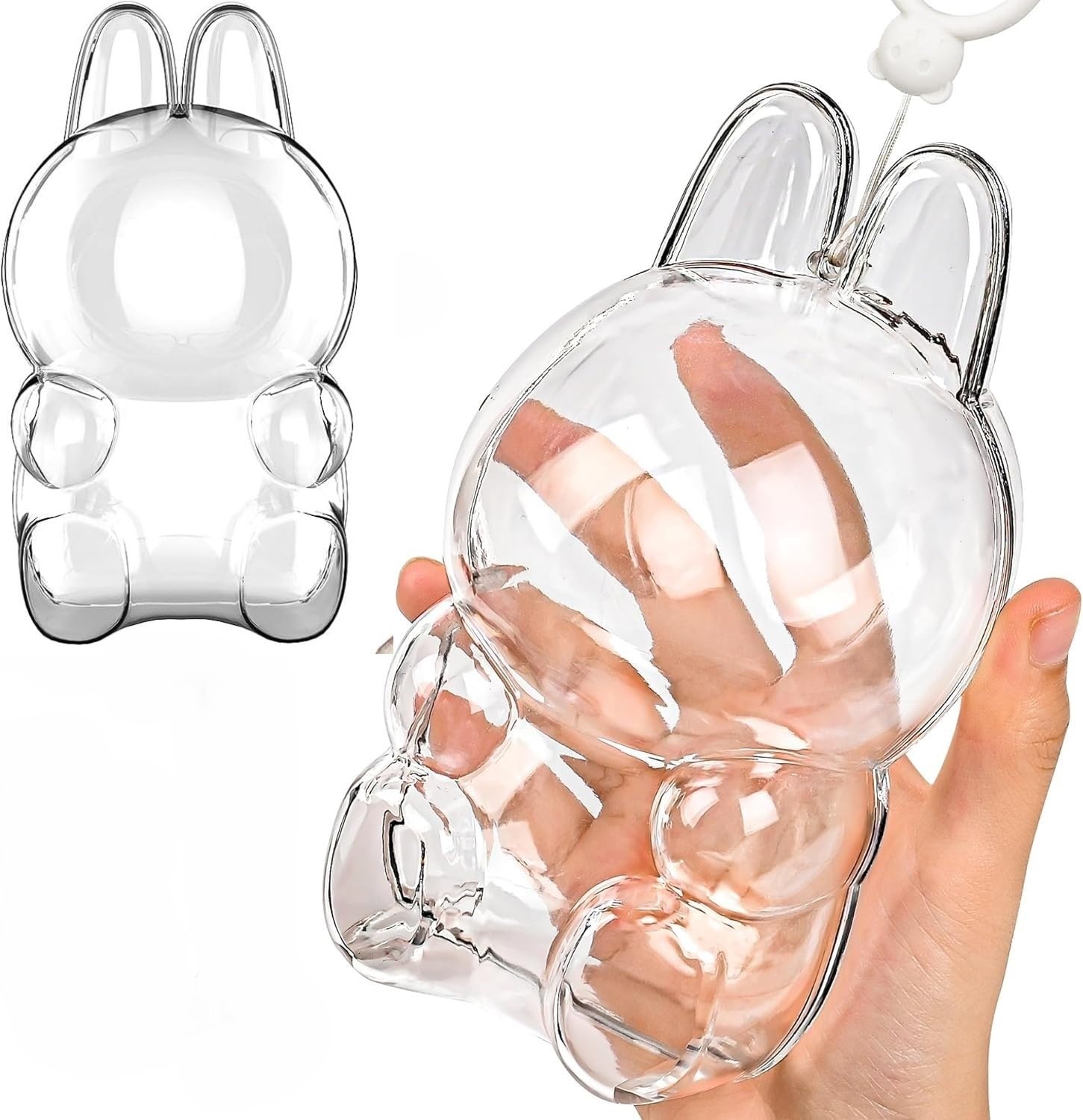 Photo 1 of HD Clear Figure Display Protective Case Compatible with LABUB The Monsters Have a Seat, Display Stand Acrylic Case Cover Accessories with Silicone Strap White - Sitting Case, (Doll Not Include)