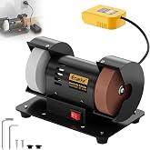 Ecarke 3" Mini Bench Grinder Compatible with Dewalt 20V (Tool Only), Bench Grinder 2000-10000 RPM Variable Speed with AC Adapter, Dual Grinding Wheels for Sharpen Knives, Drills, Steel, Rust Removal