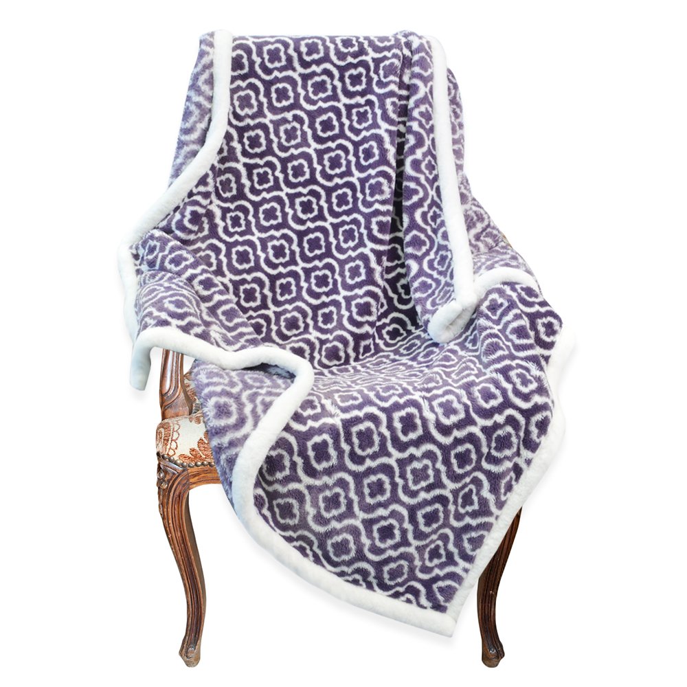 Napa Super Soft Moroccan Fleece Throw Blanket Purple, Lightweight Couch Blanket, Super Warm Bed Blanket, Easy Care 50\