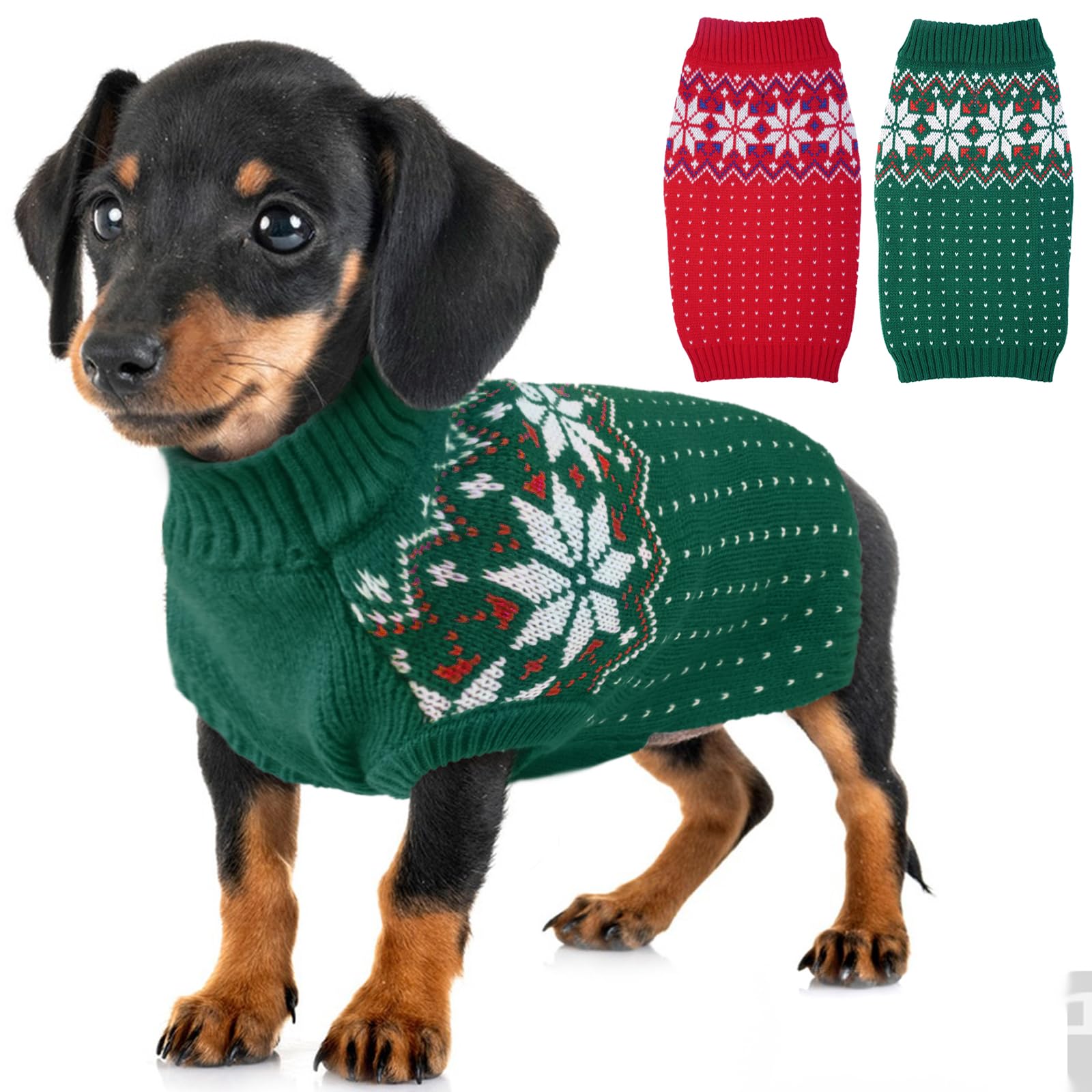 Barkley's Winter Warm Dog Jumper & Sweater - Soft Coats for Little Dogs & Cats, Green S