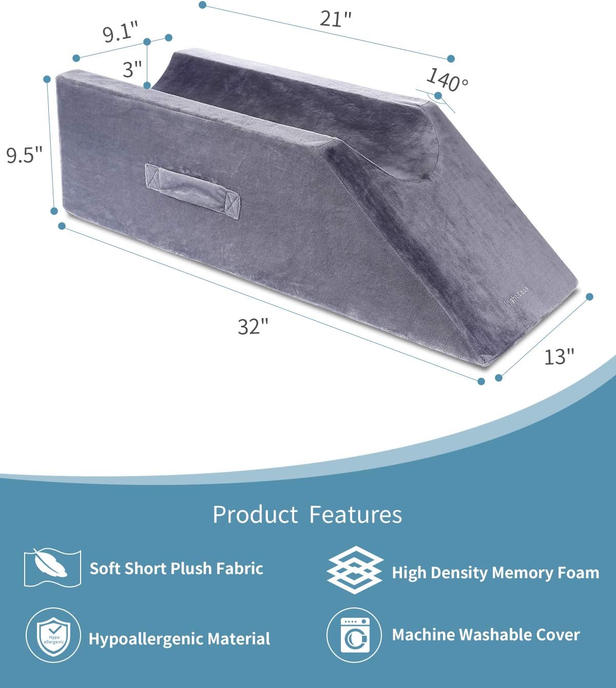 LightEase Memory Foam Leg, Knee, Ankle Support and Elevation Leg Pillow for Surgery: Home & Kitchen