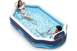 VISTOP Inflatable Pool for Kids & Adults | Oversized Thickened Large Swimming Pool with Seats and Backrests Family Summer Blow Up Water Pools - BPA-Free Backyard Water Park, Garden SPA Tub 120 inch