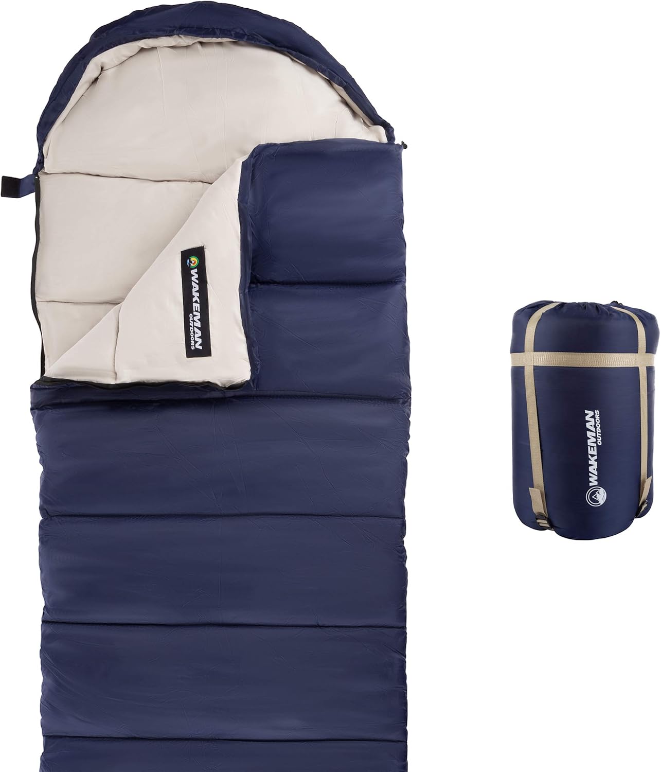 Wakeman Outdoors Sleeping Bag 35F Rated 3 Season Envelope Style with