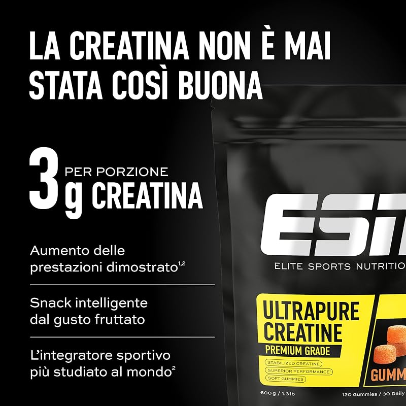 Ultrapure Creatine Gummies, Pesca, 120 caramelle gommose, 30 porzioni
