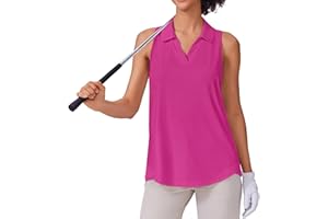 PINSPARK Womens Golf Shirt UPF 50+ Sleeveless Collared Shirts Quick Dry Tennis Polo V-Neck Racerback Athletic Workout Tank