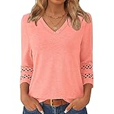 GKBK 3/4 Length Sleeve Womens Tops Dressy Casual Blouses for Women 2025 Trendy V Neck T Shirts Summer Clothes