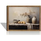 Framed Vintage Kitchen Wall Art, Dining Room Retro Jars Pictures Wall Decor, Moody Oil Painting Canvas Prints, Rustic Farmhouse Artwork for Living Room 8x10 Inch