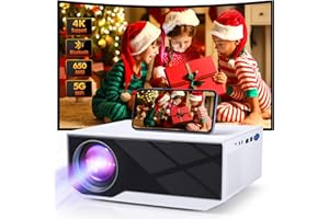 WIELIO Projector with 5G WiFi and Bluetooth, Outdoor Portable Mini Projectors Support 4K, Native 1080P Video Movie Projector Compatible with iOS & Android Phone HDMI,VGA,USB,AV,White