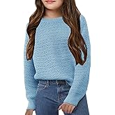 Girls Knit Sweaters Kids Fashion Chunky Crewneck Pullover Jumper Tops 5-14 Years