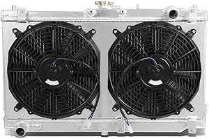 DNA Motoring RA+FS-MM98-2 Dual Core 2-Row Radiator w/Fan Shroud Compatible with 99-05 Mazda Miata MX-5 MT