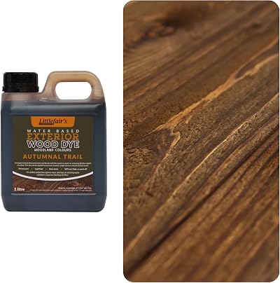 Littlefair's Wood Stain Water Based 1L Outdoor Furniture Sheds Fences Crafts