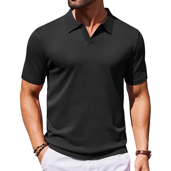Amazon.com: COOFANDY Men's Zipper Polo Shirts Short Sleeve Ribbed