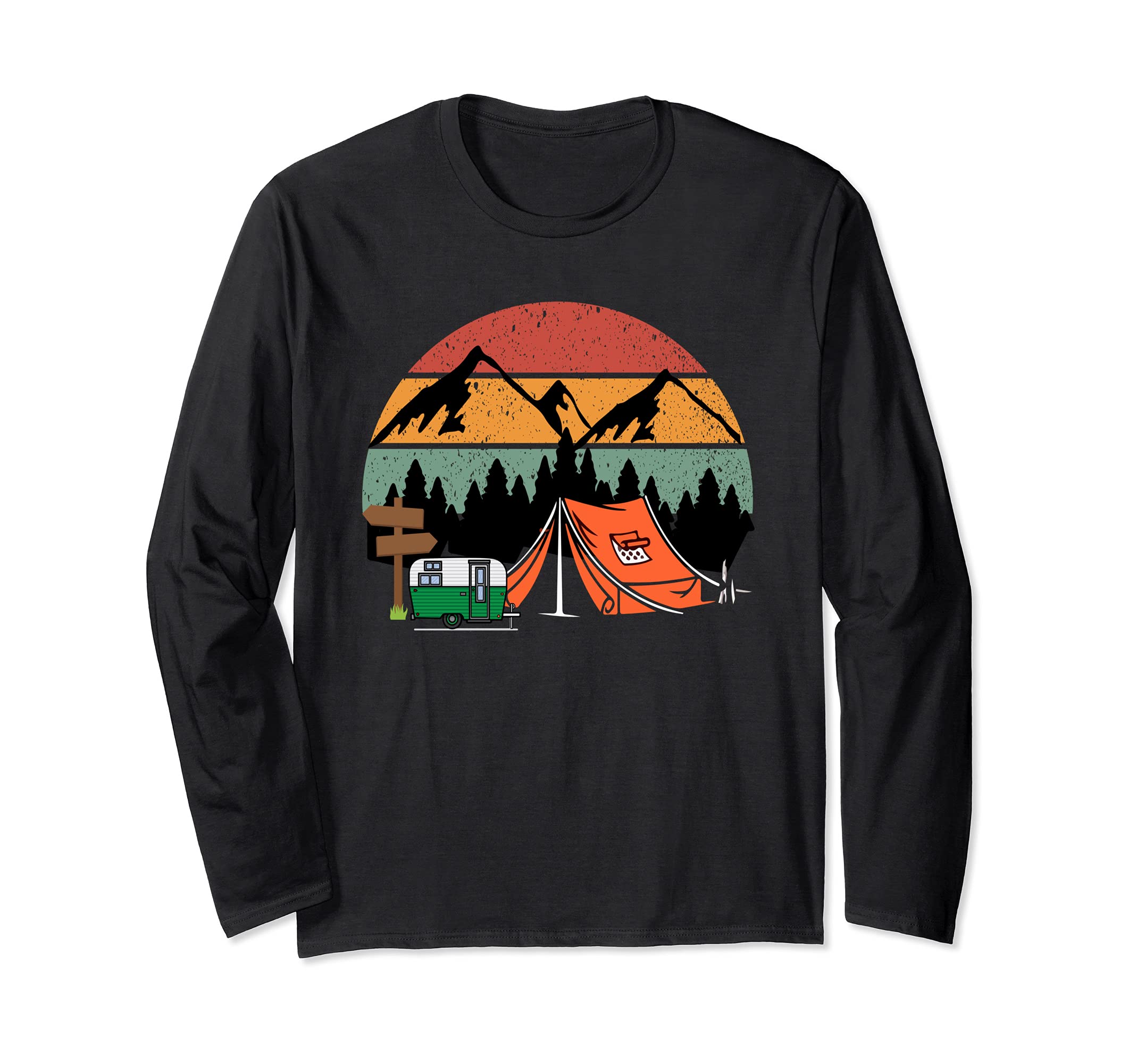 Vintage Sunset Family Camp Trip - Collect Moments Camping Long Sleeve T-Shirt