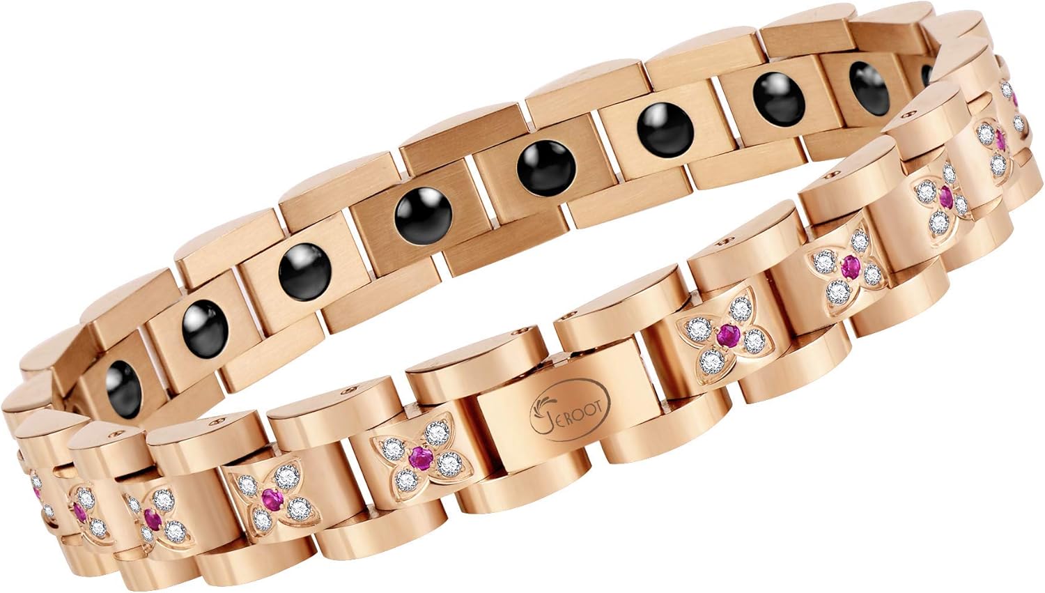 Magnetic Therapy Bracelet for Women Titanium Steel Health Pain Relief for Arthritis Wristband with Adjustable and Carpal Tunne（Rose Gold）: Health & Personal Care