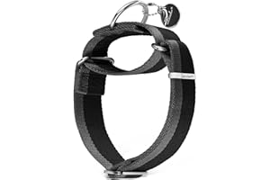 Dazzber Martingale Collar 1.5 Inch Wide 1200D Extra Strong Nylon Dog Collar, No Pull Heavy Duty Dog Collar with 2-Color Stripe for Medium to XLarge Dogs (Medium, 1 1/2 Inch Wide, Black & Grey)