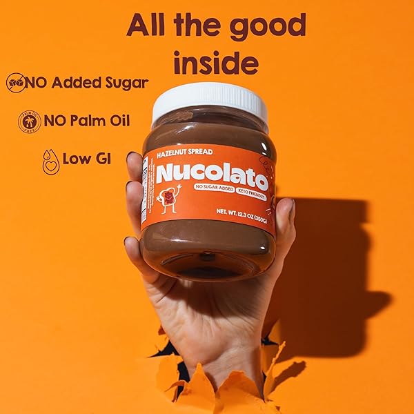 NUCOLATO HAZELNUT SPREAD | HEALTHY SNACKS, PROTEIN SNACKS & GLUTEN FREE KETO, SUGAR FREE BREAKFAST, HEALTHY KETO FOOD GOURMET SPREAD IDEAL FOR FRUIT & DESSERTS