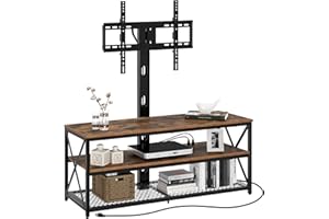 Seventable TV Stand with Mount and Power Outlet 43", Swivel TV Stand Mount for 32/45/55/60/65/70 inch TVs, Height Adjustable TV Entertainment Center with Cable Management, Rustic Brown