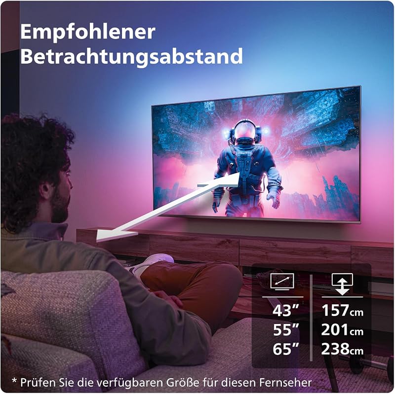 Ambilight 55PUS8109 4K LED Smart TV - 55-Zoll Display mit Pixel-präziser Ultra HD, Titan OS Plattform und Dolby Atmos, Funktioniert mit Alexa und Google Sprachassistent - Satiniertes Chrom