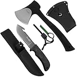 Yes4All Camping Axe with Saw – Full Combo Includes A Plastic Sheath and A Fire Starter (Optional: Combo with Knife)