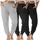 JoyMotion 3 Pack Women's Plus Size Sweatpants Joggers Baggy Interior Drawstring Athletic Elastic Waisted Pants with Pockets