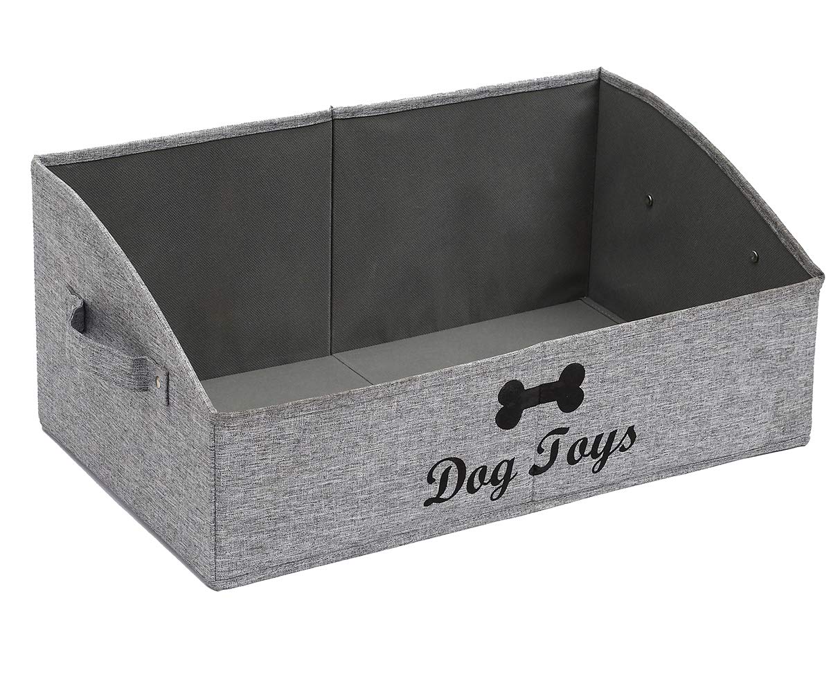 Morezi Dog toy box pet toy storage shallow baskets large perfect for living room area, playroom, closet, shelf gift basket home decoration - Snow Grey