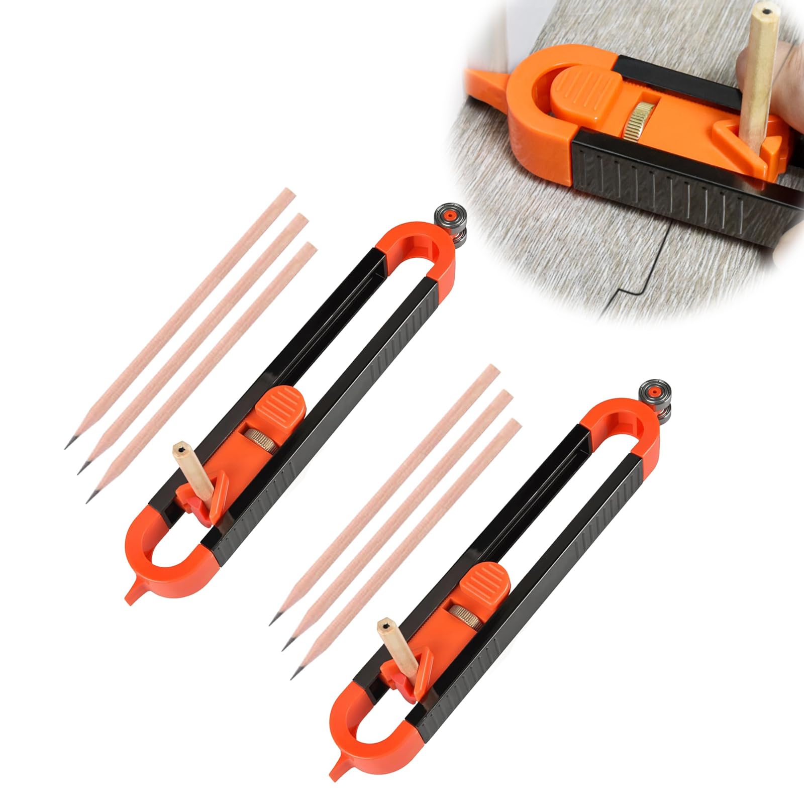 Vokowin 8PCS Durable Adjustable Contour Gauge Multi Functional for Home Improvement and Professional Workers for Lnstall Tile Lay Laminate Cut Carpet Dimensions Tools Laminate Flooring Tools (K404-2)